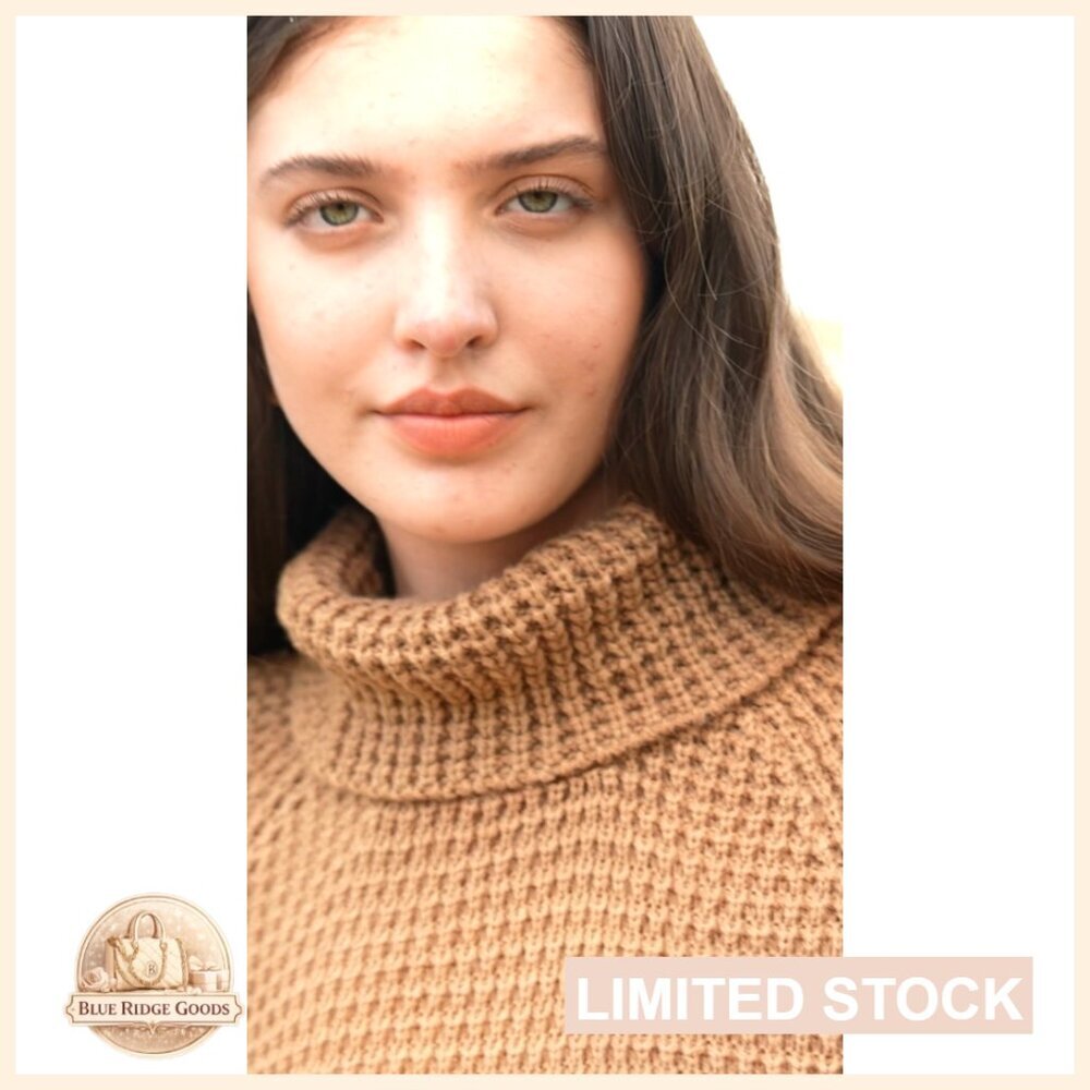 Oversized Turtleneck Sweater Chunky Knit Pullover Lightweight Loose Fit Y2K - Picture 5 of 7
